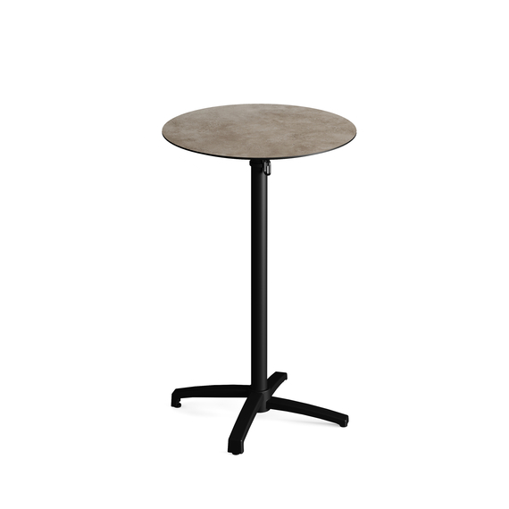 111031370-xcross-bar-table-black_moonstone-1.jpg Feros X Cross - Tischgestell hoch schwarz + Moonstone HPL-Tischplatte Ø70 cm, Schwarz + Moonstone – Bild 1