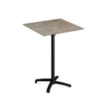 Feros X Cross - Tischgestell hoch schwarz + Moonstone HPL-Tischplatte 70x70 cm, Schwarz + Moonstone