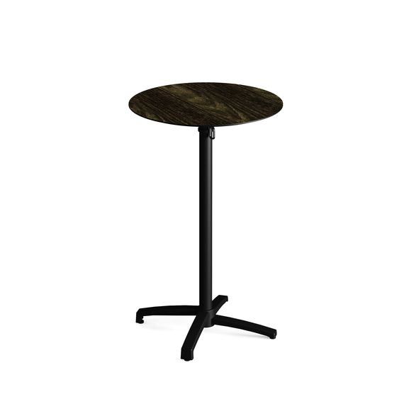 111031470-xcross-bar-table-black_riverwashedwood-1.jpg Feros X Cross - Tischgestell hoch schwarz + Riverwashed Wood HPL-Tischplatte Ø70 cm, Schwarz + Riverwashed Wood – Bild 1
