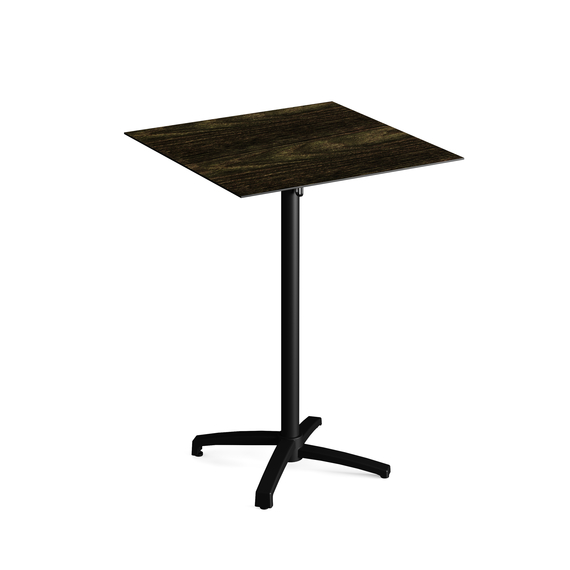 111031477-xcross-bar-table-black_riverwashedwood-1.jpg Feros X Cross - Tischgestell hoch schwarz + Riverwashed Wood HPL-Tischplatte 70x70 cm, Schwarz + Riverwashed Wood – Bild 1