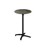 Feros X Cross - Tischgestell hoch schwarz + Galaxy Marble HPL-Tischplatte Ø70 cm, Schwarz + Galaxy Marble