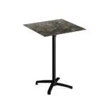 Feros X Cross - Tischgestell hoch schwarz + Galaxy Marble HPL-Tischplatte 70x70 cm, Schwarz + Galaxy Marble