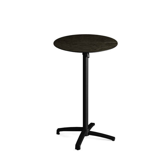 111031670-xcross-bar-table-black_midnightmarble-1.jpg Feros X Cross - Tischgestell hoch schwarz + Midnight Marble HPL-Tischplatte Ø70 cm, Schwarz + Midnight Marble – Bild 1