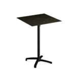 Feros X Cross - Tischgestell hoch schwarz + Midnight Marble HPL-Tischplatte 70x70 cm, Schwarz + Midnight Marble