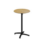 Feros X Cross - Tischgestell hoch schwarz + Teak wood HPL-Tischplatte Ø70 cm, Schwarz + Teak wood
