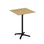 Feros X Cross - Tischgestell hoch schwarz + Teak wood HPL-Tischplatte 70x70 cm, Schwarz + Teak wood