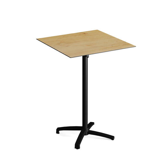 111031777-xcross-bar-table-black_teakwood-1.jpg Feros X Cross - Tischgestell hoch schwarz + Teak wood HPL-Tischplatte 70x70 cm, Schwarz + Teak wood – Bild 1