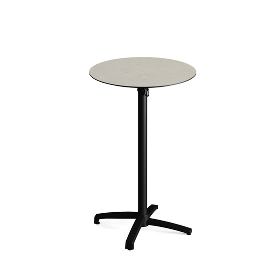 111031870-xcross-bar-table-black_sandstone-1.jpg Feros X Cross - Tischgestell hoch schwarz + Sand stone HPL-Tischplatte Ø70 cm, Schwarz + Sand stone – Bild 1