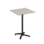 Feros X Cross - Tischgestell hoch schwarz + Sand stone HPL-Tischplatte 70x70 cm, Schwarz + Sand stone