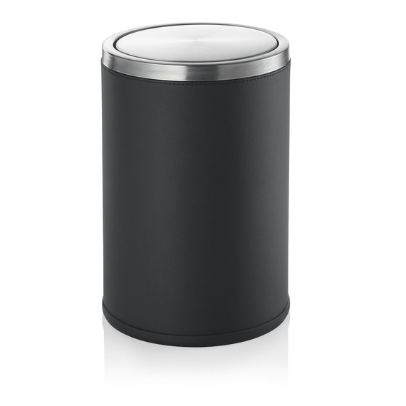 1124020_WS.png Was Germany Abfalleimer, 9 ltr., Ø 20 cm, schwarz, Edelstahl, Kunstleder – Bild 1