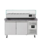 Vaiotec Pizzakühltisch / 2-türig "grau" inkl. Kühlaufsatz GN1/4, 1510 x 800 mm