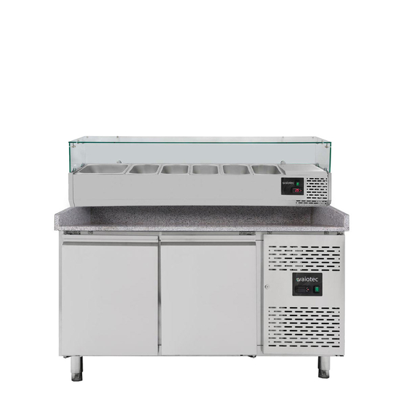 11256-1.jpg Vaiotec Pizzakühltisch / 2-türig "grau" inkl. Kühlaufsatz GN1/3, 1510 x 800 mm – Bild 1