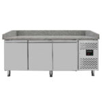 Vaiotec Pizzakühltisch / 3-türig "grau" inkl. Kühlaufsatz GN1/4, 2020 x 800 mm – Bild 7