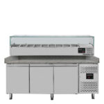 Vaiotec Pizzakühltisch / 3-türig "grau" inkl. Kühlaufsatz GN1/3, 2020 x 800 mm