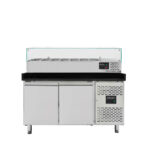 Vaiotec Pizzakühltisch / 2-türig "schwarz" inkl. Kühlaufsatz GN1/4, 1510 x 800 mm