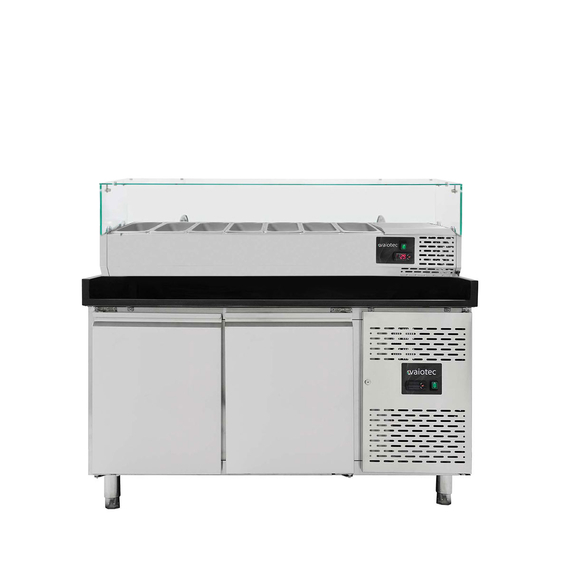 11263-1.jpg Vaiotec Pizzakühltisch / 2-türig "schwarz" inkl. Kühlaufsatz GN1/4, 1510 x 800 mm – Bild 1