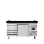 Vaiotec Pizzakühltisch / 1-türig & 7 Schubladen "schwarz" inkl. Kühlaufsatz GN1/3, 1510 x 800 mm – Bild 6