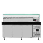 Vaiotec Pizzakühltisch / 3-türig "schwarz" inkl. Kühlaufsatz GN1/4, 2020 x 800 mm