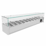 Vaiotec Pizzakühltisch / 3-türig "schwarz" inkl. Kühlaufsatz GN1/4, 2020 x 800 mm – Bild 4