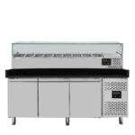 Vaiotec Pizzakühltisch / 3-türig "schwarz" inkl. Kühlaufsatz GN1/3, 2020 x 800 mm