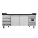 Vaiotec Pizzakühltisch / 2-türig & 7 Schubladen "schwarz" inkl. Kühlaufsatz GN1/3, 2020 x 800 mm – Bild 6