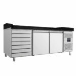 Vaiotec Pizzakühltisch / 2-türig & 7 Schubladen "schwarz" inkl. Kühlaufsatz GN1/3, 2020 x 800 mm – Bild 8