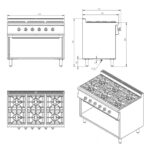 Vaiotec Gasherd - 6 Brenner 43,2 kW - offener Unterbau, 1100 x 700 mm – Bild 7