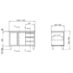 Vaiotec Topline Arbeitsschrank / 2 Schiebetüren & 3 Schubladen links, 2000 x 700 mm – Bild 2
