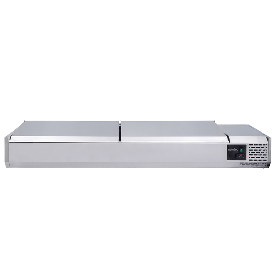 11733-1.jpg Vaiotec Kühlaufsatz mit Edelstahldeckel, 5 x GN 1/3 + 1 x GN1/2, 1480 x 395 mm – Bild 1