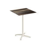 Feros X Cross - Tischgestell hoch sand + Tropical Wood HPL-Tischplatte 70x70 cm, Sand + Tropical Wood