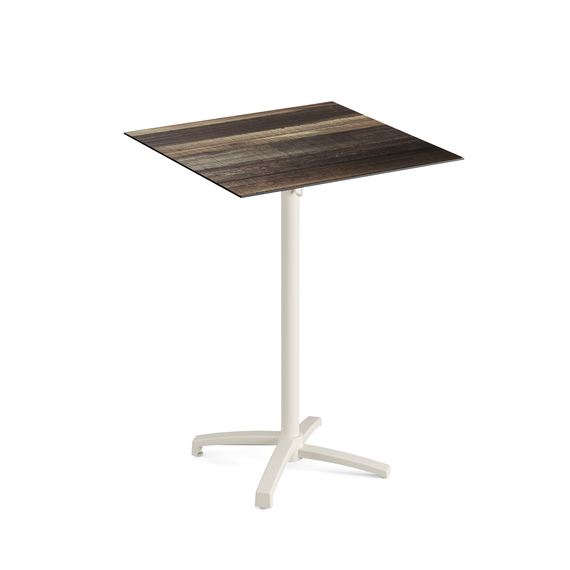 119091277-xcross-bar-table-sand_tropicalwood-1.jpg Feros X Cross - Tischgestell hoch sand + Tropical Wood HPL-Tischplatte 70x70 cm, Sand + Tropical Wood – Bild 1