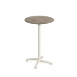 Feros X Cross - Tischgestell hoch sand + Moonstone HPL-Tischplatte Ø70 cm, Sand + Moonstone