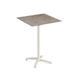 Feros X Cross - Tischgestell hoch sand + Moonstone HPL-Tischplatte 70x70 cm, Sand + Moonstone