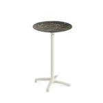 Feros X Cross - Tischgestell hoch sand + Galaxy Marble HPL-Tischplatte Ø70 cm, Sand + Galaxy Marble