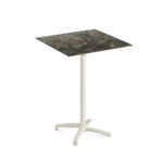 Feros X Cross - Tischgestell hoch sand + Galaxy Marble HPL-Tischplatte 70x70 cm, Sand + Galaxy Marble