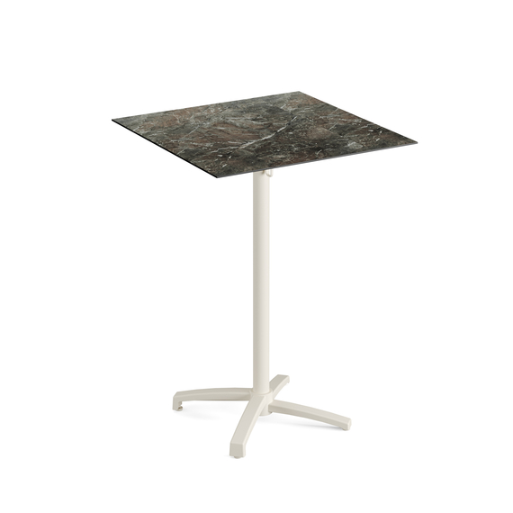 119091577-xcross-bar-table-sand_galaxymarble-1.jpg Feros X Cross - Tischgestell hoch sand + Galaxy Marble HPL-Tischplatte 70x70 cm, Sand + Galaxy Marble – Bild 1