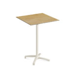 Feros X Cross - Tischgestell hoch sand + Teak wood HPL-Tischplatte 70x70 cm, Sand + Teak wood
