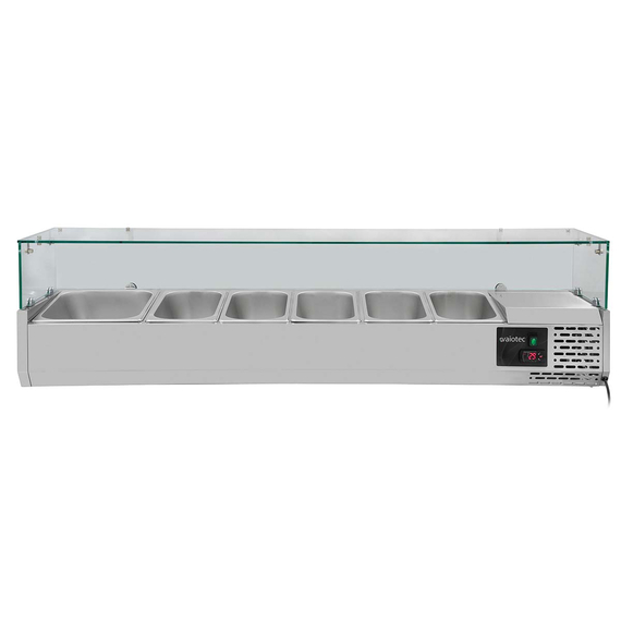 11942-1.jpg Vaiotec Kühlaufsatz mit Glasabdeckung 7xGN1/3, 1600 x 395 mm – Bild 1
