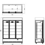 Vaiotec Topline Getränkekühlschrank 3 Türen / 1360 Liter mit Leuchtaufsatz "schwarz", 1640 x 742 mm – Bild 9