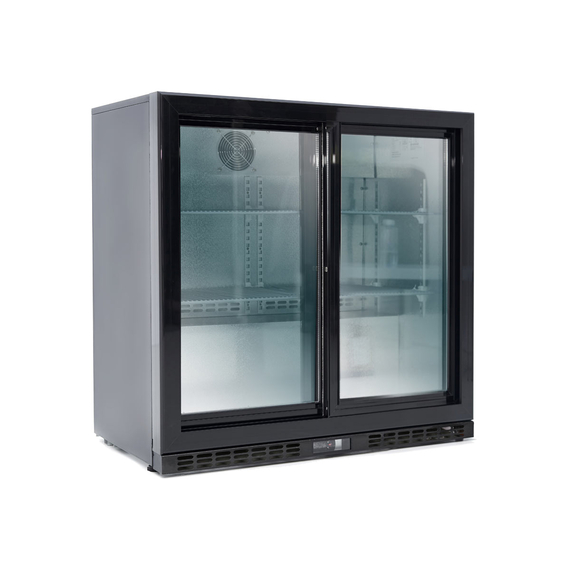 11977-1.jpg Vaiotec Barkühlschrank schwarz / 2 Glasschiebetüren, Höhe 900 mm, 900 x 520 mm – Bild 1