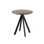 Feros Infinity - Terrassentisch schwarzes Gestell + Tropenholz HPL-Platte Ø70 cm, Schwarz + Tropenholz