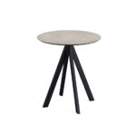 Feros Infinity - Terrassentisch schwarzes Gestell + Moonstone HPL-Platte Ø70 cm, Schwarz + Moonstone