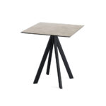 Feros Infinity - Terrassentisch schwarzes Gestell + Moonstone HPL-Platte 70x70 cm, Schwarz + Moonstone