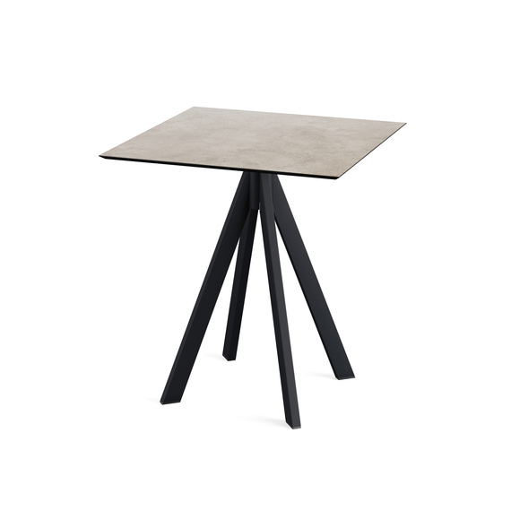 120011377_infinity_table_low_black_moonstone_table-top.jpg Feros Infinity - Terrassentisch schwarzes Gestell + Moonstone HPL-Platte 70x70 cm, Schwarz + Moonstone – Bild 1