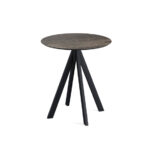 Feros Infinity - Terrassentisch schwarzes Gestell + Riverwashed Holz HPL-Platte Ø70 cm, Schwarz + Riverwashed Holz