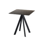 Feros Infinity - Terrassentisch schwarzes Gestell + Riverwashed Holz HPL-Platte 70x70 cm, Schwarz + Riverwashed Holz
