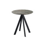 Feros Infinity - Terrassentisch schwarzes Gestell + Galaxy-Marmor HPL-Platte Ø70 cm, Schwarz + Galaxy Marmor