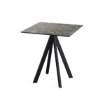 Feros Infinity - Terrassentisch schwarzes Gestell + Galaxy-Marmor HPL-Platte 70x70 cm, Schwarz + Galaxy Marmor
