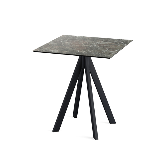 120011577_infinity_table_low_black_galaxy-marble_table-top.jpg Feros Infinity - Terrassentisch schwarzes Gestell + Galaxy-Marmor HPL-Platte 70x70 cm, Schwarz + Galaxy Marmor – Bild 1