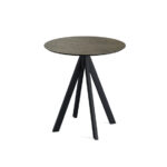 Feros Infinity - Terrassentisch schwarzes Gestell + Midnight-Marmor HPL-Platte Ø70 cm, Schwarz + Midnight Marmor